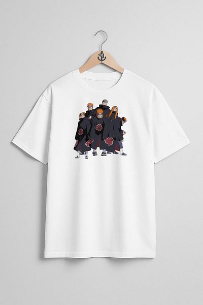 Bahriyeli Collection Oversized Naruto Akatsuki Illustration, Naruto Shippuden Chest Design Unisex T-Shirt