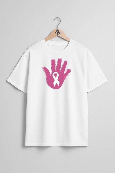Bahriyeli Collection oversized Μπλουζάκι Unisex με σχέδιο με κορδέλα για την ευαισθητοποίηση για τον καρκίνο του μαστού