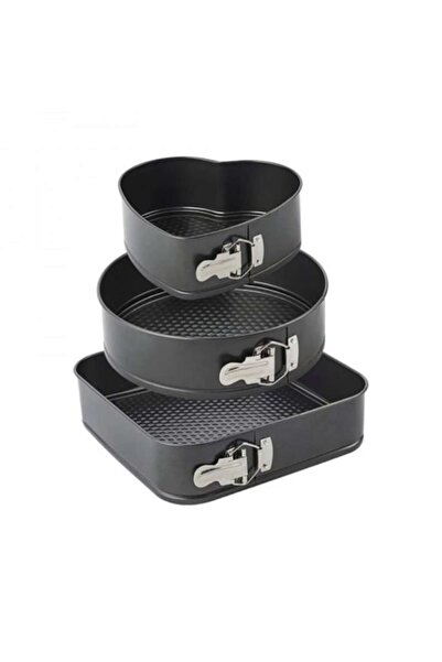 FİVE Set 3 detachable baking molds made of carbon steel, 22-24-26 cm