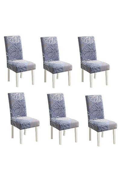 OEM Set 6 huse universale pentru scaune, poliester, imprimeu elegant, MS STAR, albastru-alb