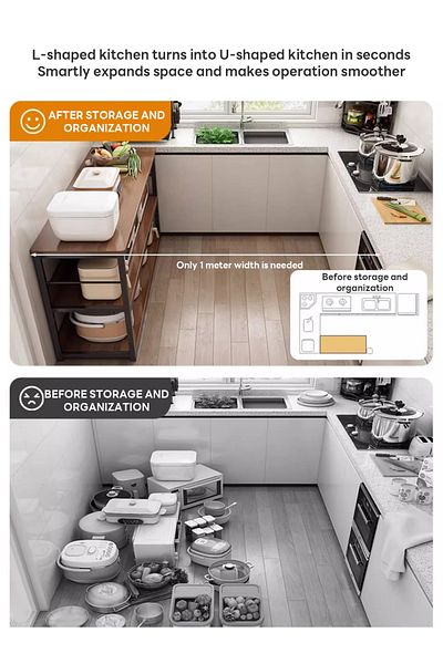 sharpdo Kitchen Rack, Floor Storage Rack for Home Use, Cutting Table, Workbench, Storage Rack