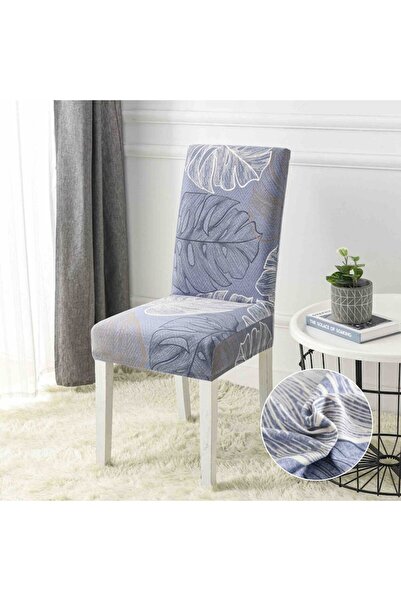 OEM Set 6 huse universale pentru scaune, poliester, imprimeu elegant, MS STAR, albastru-alb