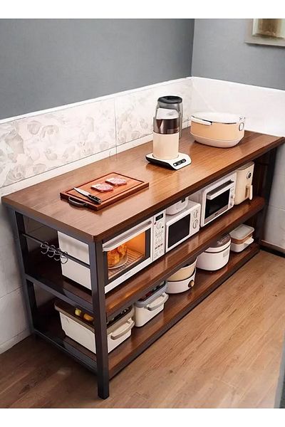 sharpdo Kitchen Rack, Floor Storage Rack for Home Use, Cutting Table, Workbench, Storage Rack