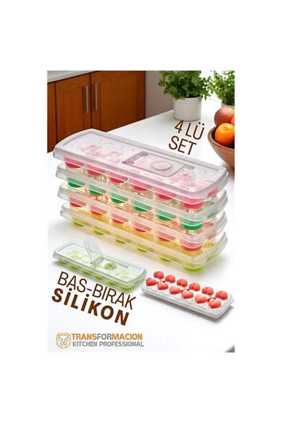 RBY Bx ice mold - push-pull lid silicone ice mold 4-piece set