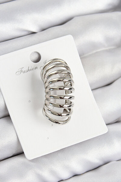 callerrons accessories أقراط من النحاس على شكل زنبرك فضي اللون - EBJ250802W36989