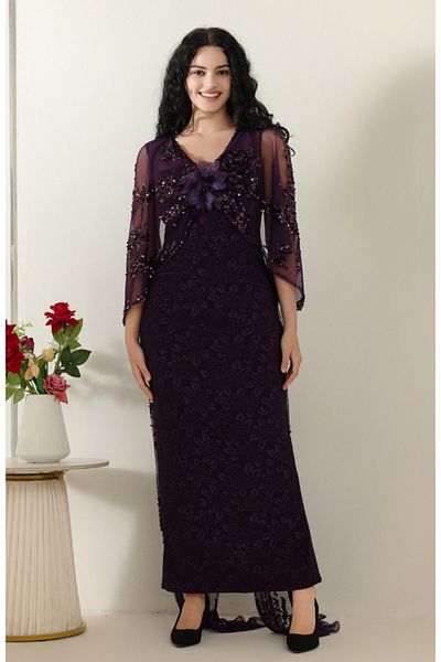 Lamar gulf Long evening dress decorated with sequins