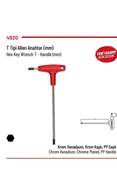 İzeltaş T tipi Alyan (Allen) Anahtar Altı Köşe 5mm