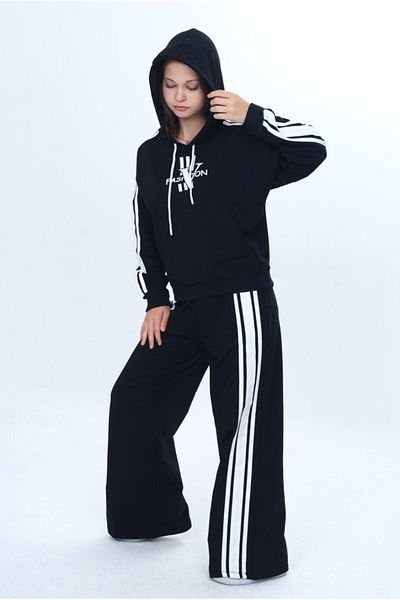 Asortik Kids Κοστούμι αθλητική φόρμα για κορίτσια με κουκούλα και τσέπη καγκουρό – Oversize Fit, 2 νήματα 100% βαμβάκι-308