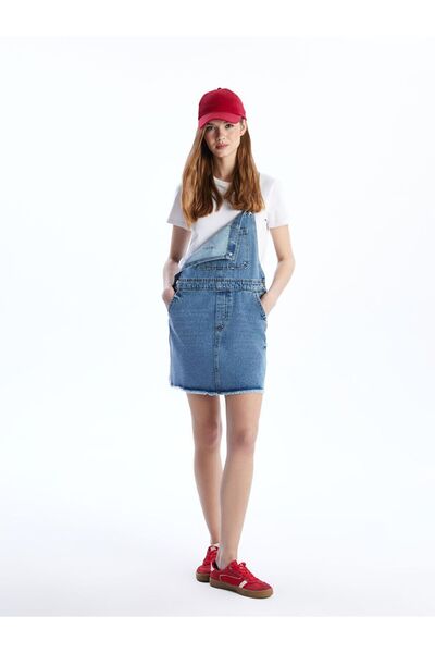 LC Waikiki XSIDE Kare Yaka Kadın Jean Salopet Elbise