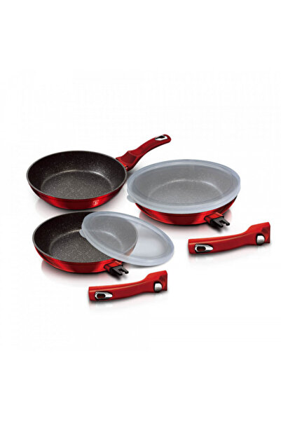 Berlinger Haus Pan set with removable handle (5 pieces) Burgundy Metallic Lin...