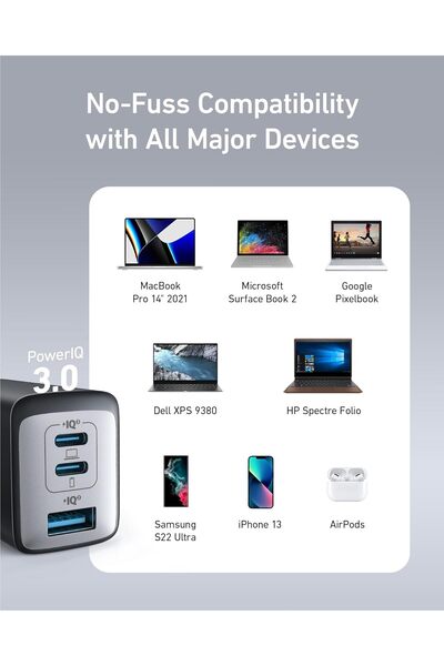 Anker باور بورت 3 3 منافذ 65 واط POD