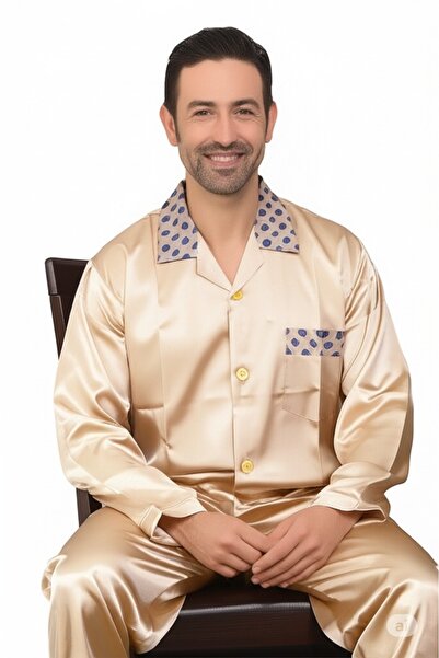 Oppland Men's Pajama Set Satin Fabric Classic Model Comfortable Full Mold with Pockets Opept25Pieromod89