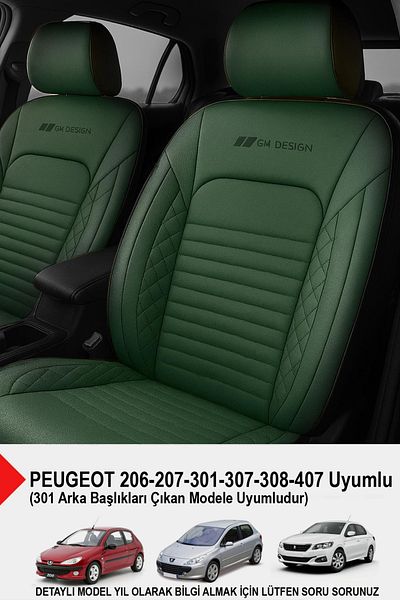 GM-DESIGN Istanbul Series Leather Car Seat Cover (Compatible with PEUGEOT 206-207-208-306-307-407)
