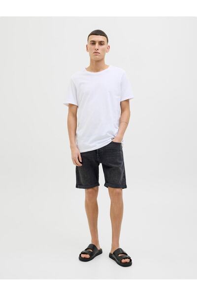 Jack & Jones JACK JONES Erkek Likralı Siyah Kot Şort 12269612