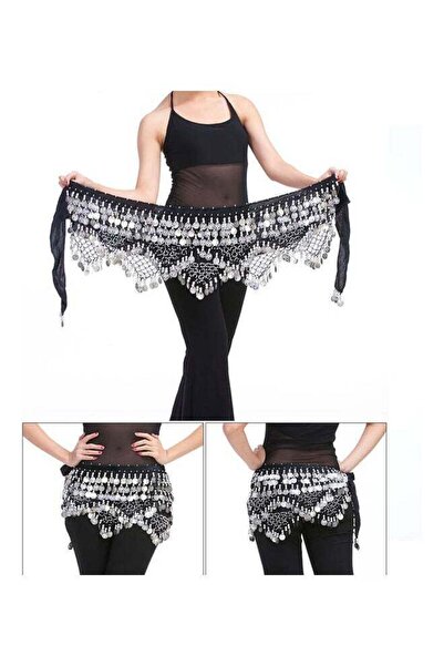 Generic Belly Dance Costume Belt Hip Scarf Tassel Hip Skirt Waist Chain Performance Black
