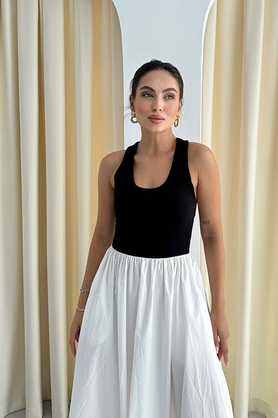 Seda Yalçın Atelier Бяла рокля с горна част от ликра и поплин