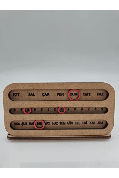 Genel Markalar Masa Üstü Ahşap Perpetual Sonsuz Takvim Ham Mdf (Boyanabilir) 12 Cm X 9 Cm