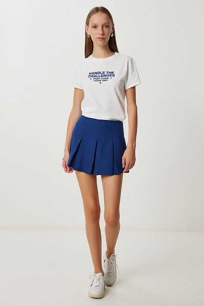 Lovelyİstanbul Pleated Mini Woven Shorts Skirt Lfg0097 Dark Blue