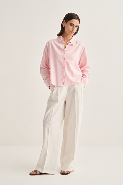 EBU Prive Women's Organic Cotton Oversize Short Shirt Pink