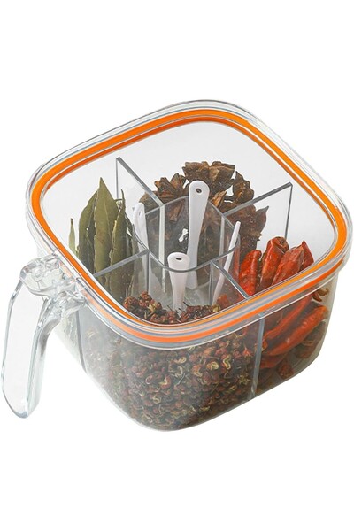 Flippy Food Storage Box, Flippy, Plastic/Silicone, 20 x 10 x 10 cm, 5 Compartments, White/Orange