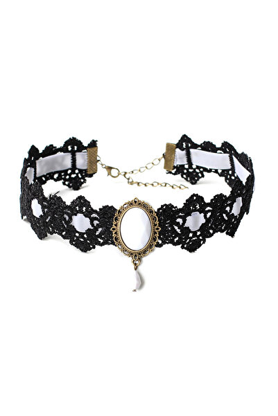 JETTING -WT Chocker Jewelry Gem Decoration Women Gothic Punk Style Black Lace Beads Choker Collar Necklace