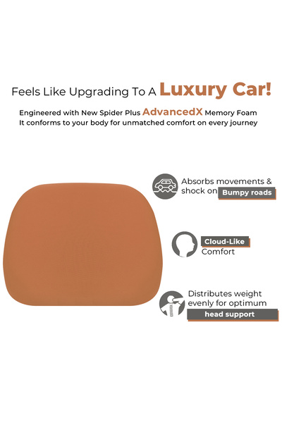 Spider Plus MPC-001 Memory Foam Headrest Pad Universal Fit, Adjustable Strap Brown