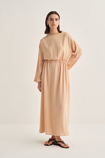 EBU Prive Γυναικείο φόρεμα με κορδόνια σε πούδρα