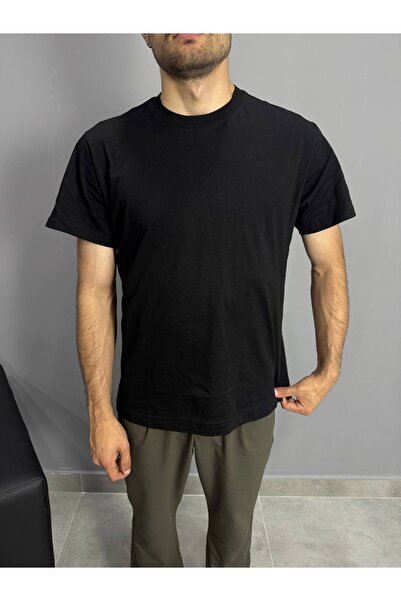 Bisiklet Yaka Siyah Basic T-Shirt