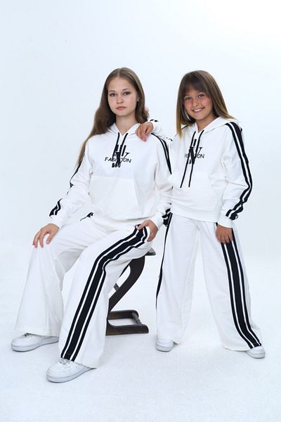 Pantulux Set de trening sport pentru fete – supradimensionat, 100% bumbac, 2 fire, glugă și buzunare-308