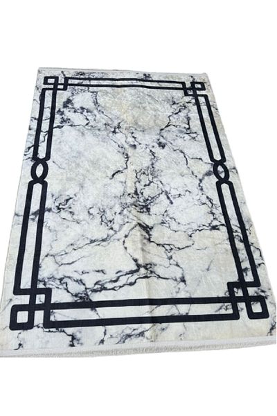 OEM Structural rug, modern fringe, Anthracite marble, 120 X 180 CM