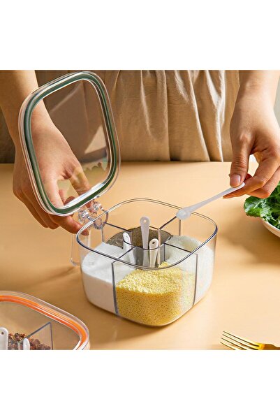 Flippy Food Storage Box Flippy, Plastic/Silicone, 20 x 10 x 10 cm, 5 Compartments, White/Green