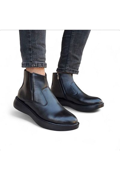RONX Zippered Winter Comfortable Black Men's Boots