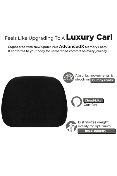 Spider Plus MPC-001 Memory Foam Headrest Pad Universal Fit, Adjustable Strap Black