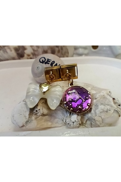 QERMA Gold Italian Charm Set Sky Italian Charm Ribbon Italian Charm Gift