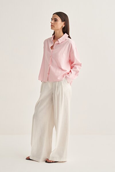 EBU Prive Women's Organic Cotton Oversize Short Shirt Pink