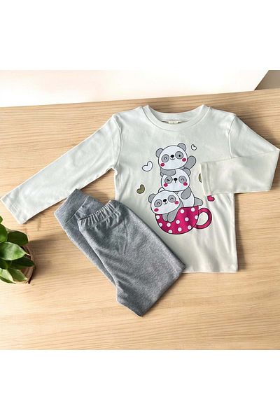 RYZE ÇOCUK Pandali Pajama Set Ecru