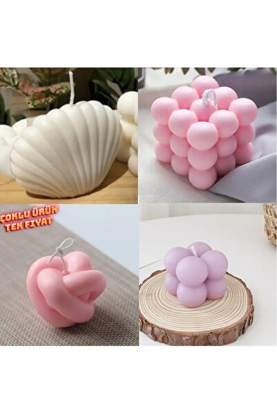 Genel Markalar mum silikon kalıbı 4 lü set (büyük istiridye, büyük bubble, düğüm, mini bubble)