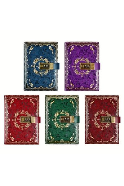 Wolawood Password Leather Cover Locked Notebook Vintage Design Special Agenda Daily Memory Souvenir Note Gift Notebook