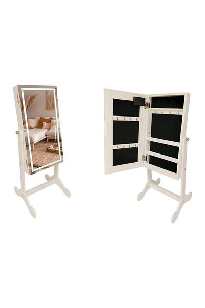 rexa Wooden Jewelry Cabinet With Mirror White 76x30cm