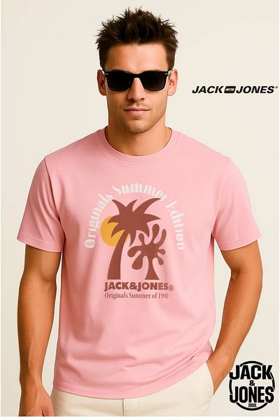 Jack & Jones Tricou cu imprimeu cu logo pentru bărbați J&J JJDOWN Tickled A1111