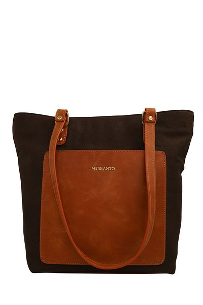 Meskanto Tote Canvas-Genuine Leather Women Shopping Handle and Shoulder Bag