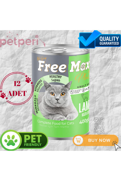 Freemax Kuzu Etli Kedi Konservesi 400 Gr. - 12 Adet - 8 Öde 12 Al