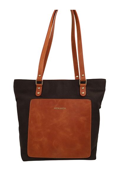 Meskanto Tote Canvas-Genuine Leather Women Shopping Handle and Shoulder Bag
