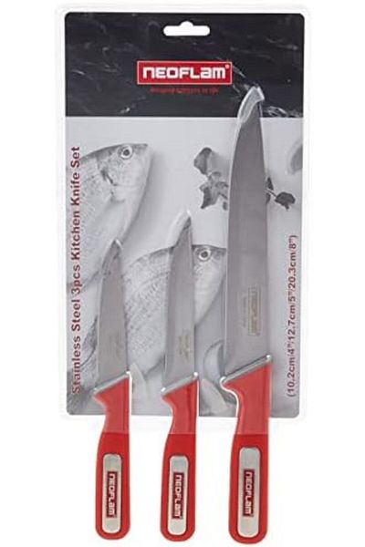 NEOFLAM Kitchen Knife Set - Stainless Steel with Thermoplastic Rubber Handle (3 Pieces)
