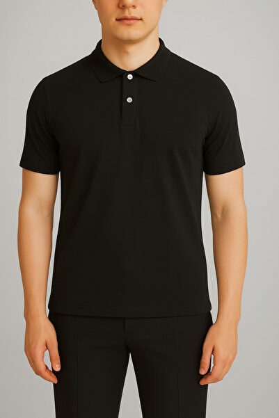 FATELLA Unisex Black Short Sleeve Polo Neck Lacoste T-Shirt – School, High Sc...