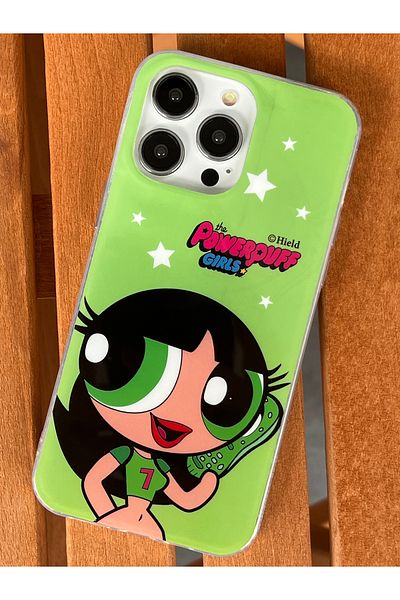 EDELFU حافظة Powerpuff Girls ملونة لامعة من الخلف وجانب صلب من السيليكون لهاتف iPhone 14 Pro غطاء بتصميم أنيق