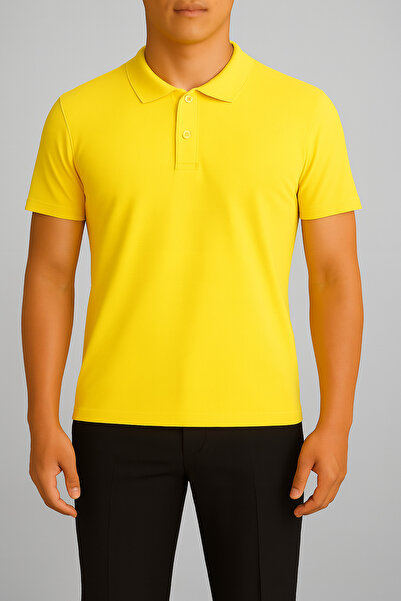 FATELLA Tricou Lacoste unisex galben cu mânecă scurtă și guler polo – Potrivit pentru școală, liceu și adulți, 100% bumbac