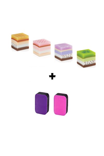 Adel LAYERS SERİSİ 4 ADET SİLGİ VE 2 ADET PRİME KALEMTRAŞ SETİ (KIZ ÖĞRENCİ)