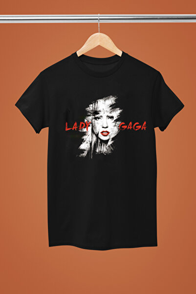 MAGORS Тениска с къс ръкав и щампа на Лейди Гага от памук