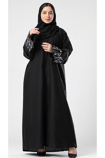 outline Black abaya with multiple separate sleeves